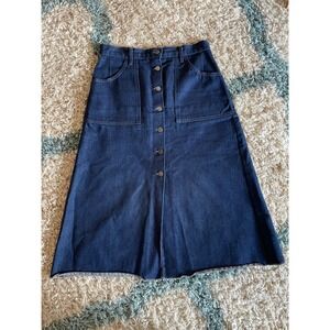 Citizens of‎ Humanity Denim Skirt Button Front A Line Raw Hem Premium Vintage